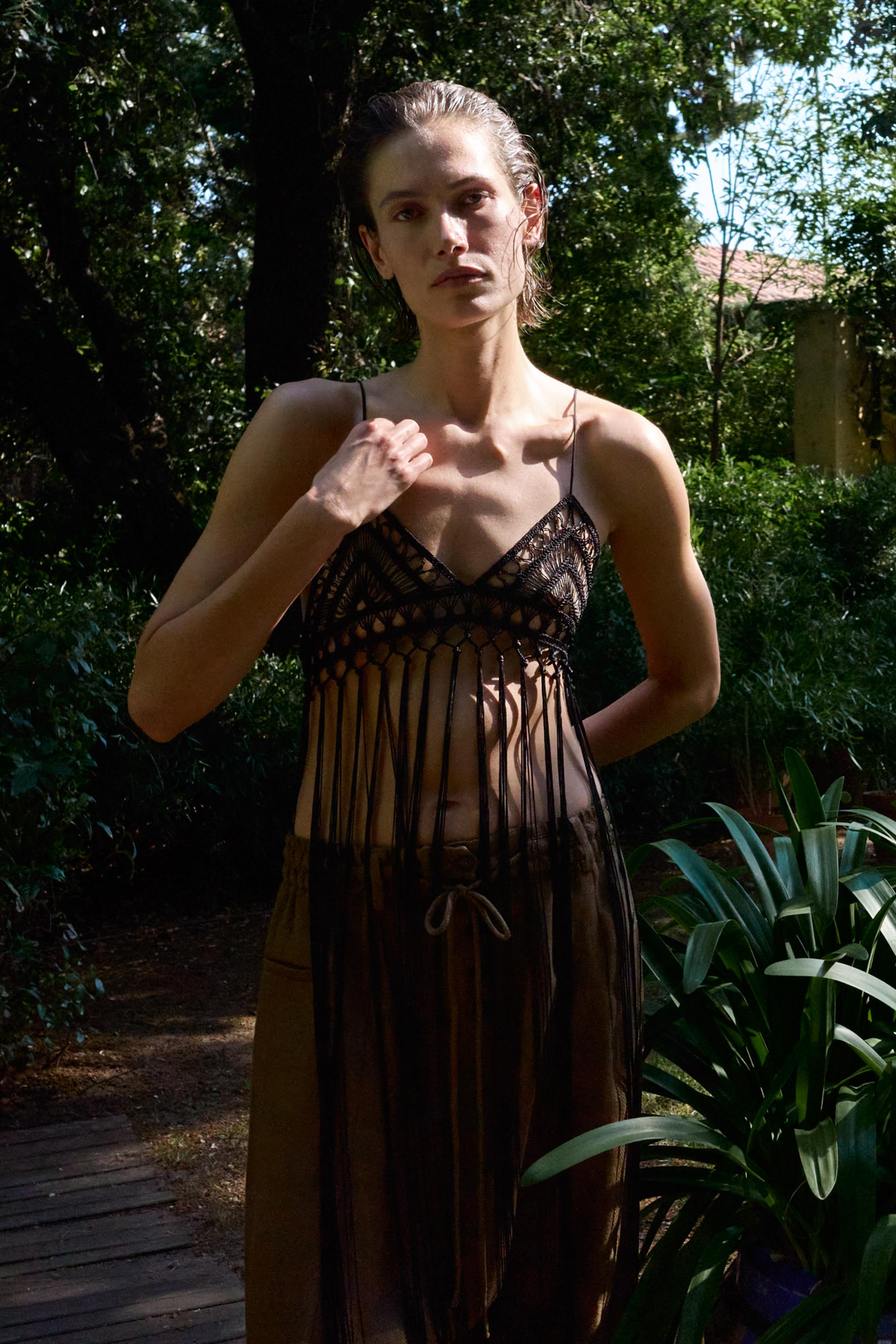 CROCHET FRINGED BRA